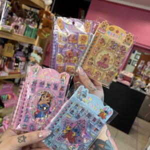 Libretita de agua, capybara, stitch y sanrio