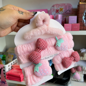 Set de skincare vincha+muñequeras+ broche