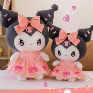 Peluche Kuromi vestido rosa, grande (40cm) o mediano (30cm)